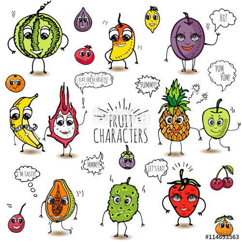 Berry clipart character. Funny hand drawn fruit