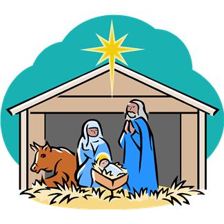 nativity clipart away in manger
