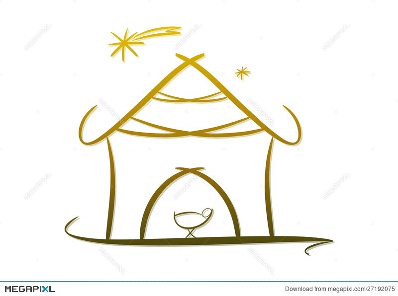 Modern nativity symbol icon. Bethlehem clipart crib