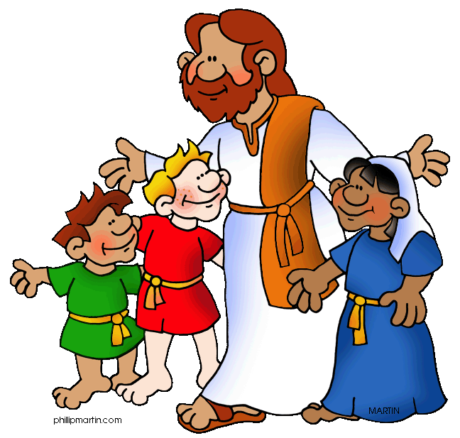 Jesus and the children. Clipart walking fast paced