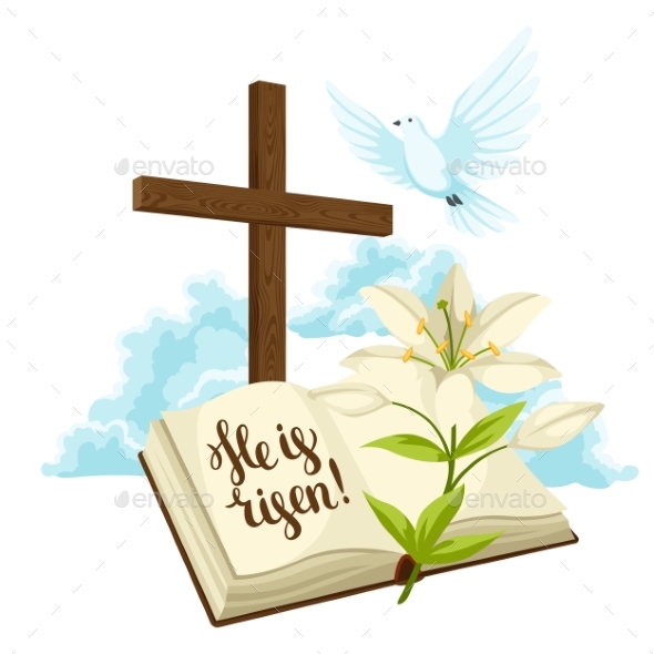 Bible clipart dove. Wooden cross with lily