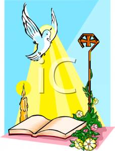 A religious scene with. Bible clipart dove