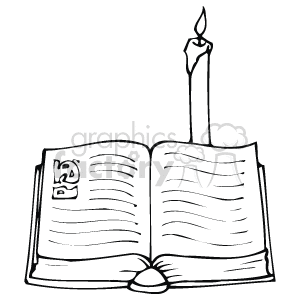 Black and white candle. Bible clipart outline