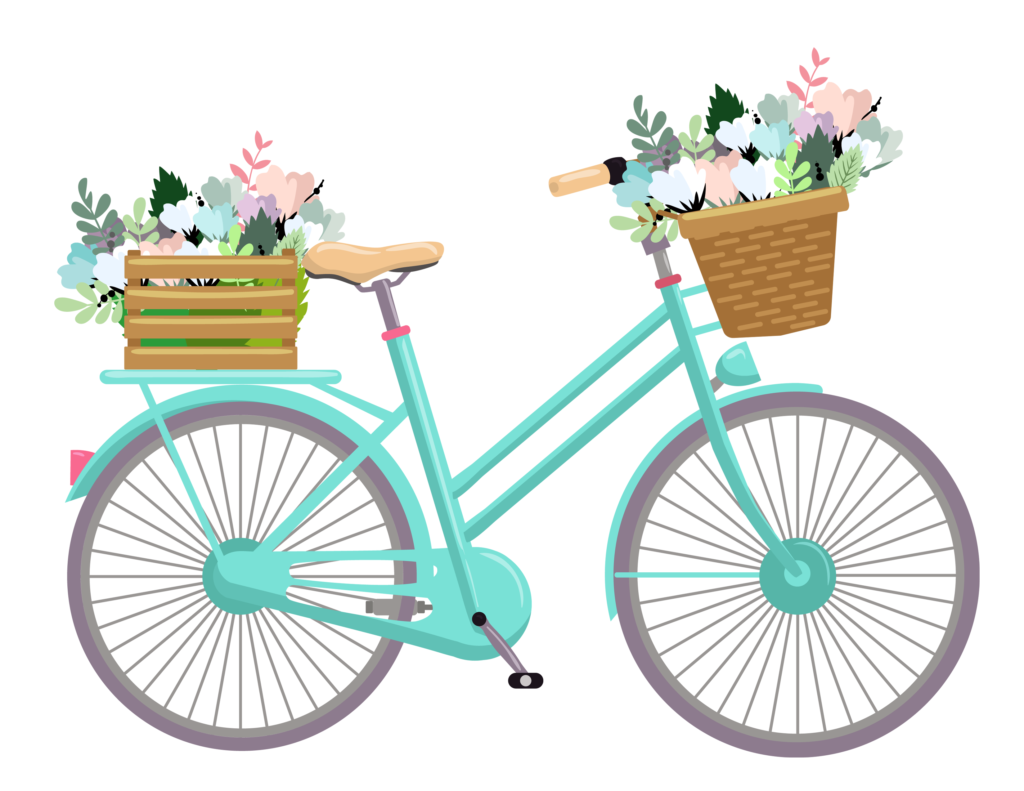 Free romantic bicycle clip. Cycle clipart cute