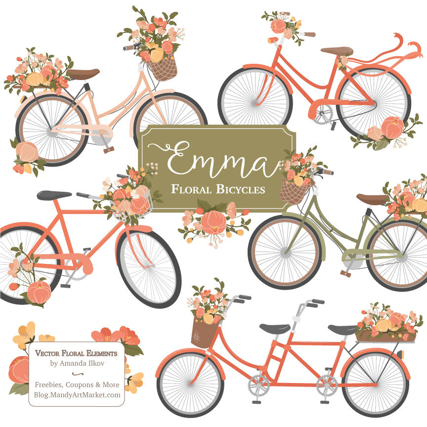 bicycle clipart floral