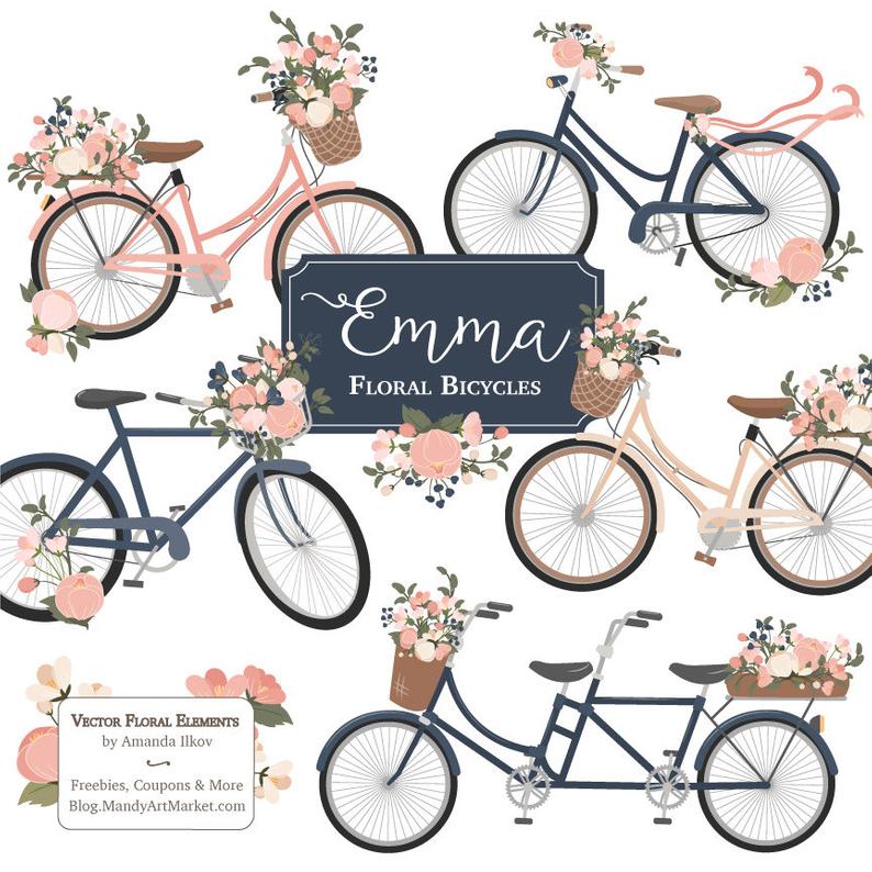 bicycle clipart floral