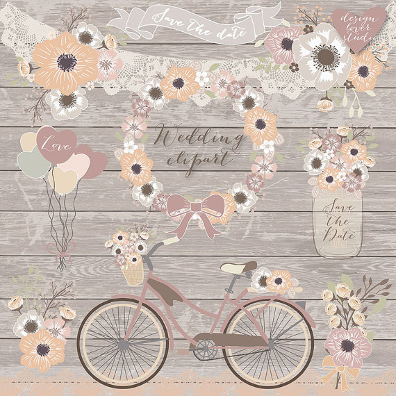 bicycle clipart shabby chic
