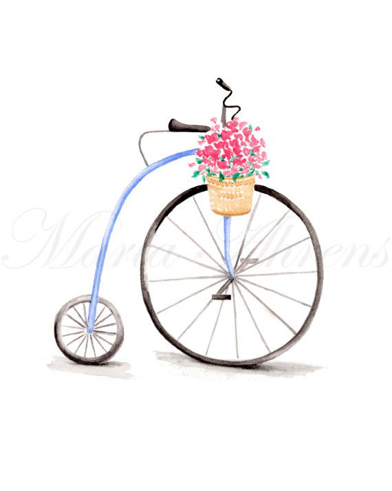 Vintage bike drawing at. Bicycle clipart spring