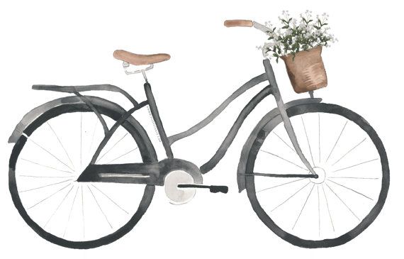 Bicycle with flowers by. Biking clipart watercolor