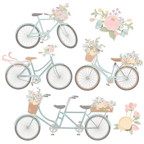 bike clipart floral