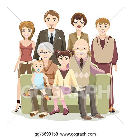 Vector art cartooned happy. Big clipart family member