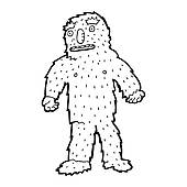 bigfoot clipart black and white