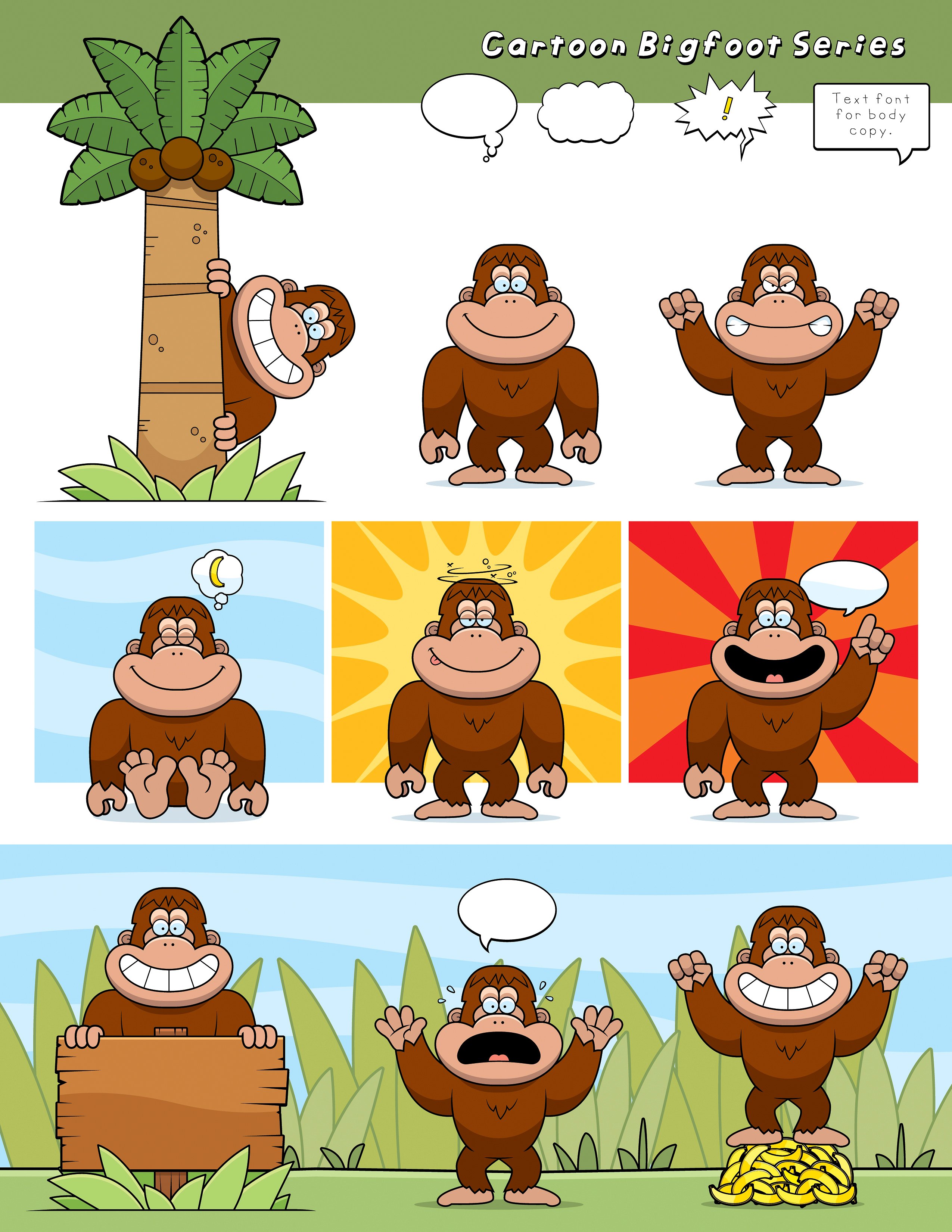 Bigfoot clipart cartoon. Series graphics creative market