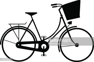 Bike clipart classic. Ladies shopping silhouette stock