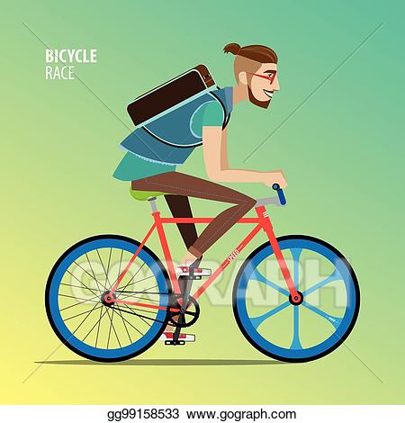 Clipart bike side view. Eps illustration man on