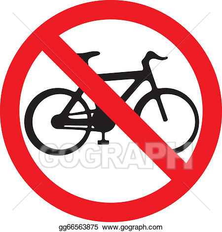 Bike clipart sign. Vector art no bicycle