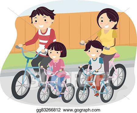 biking clipart family