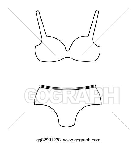 Vector stock woman underwear. Bikini clipart two piece swimsuit