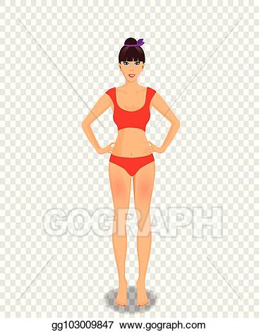 Eps illustration young woman. Bikini clipart white background