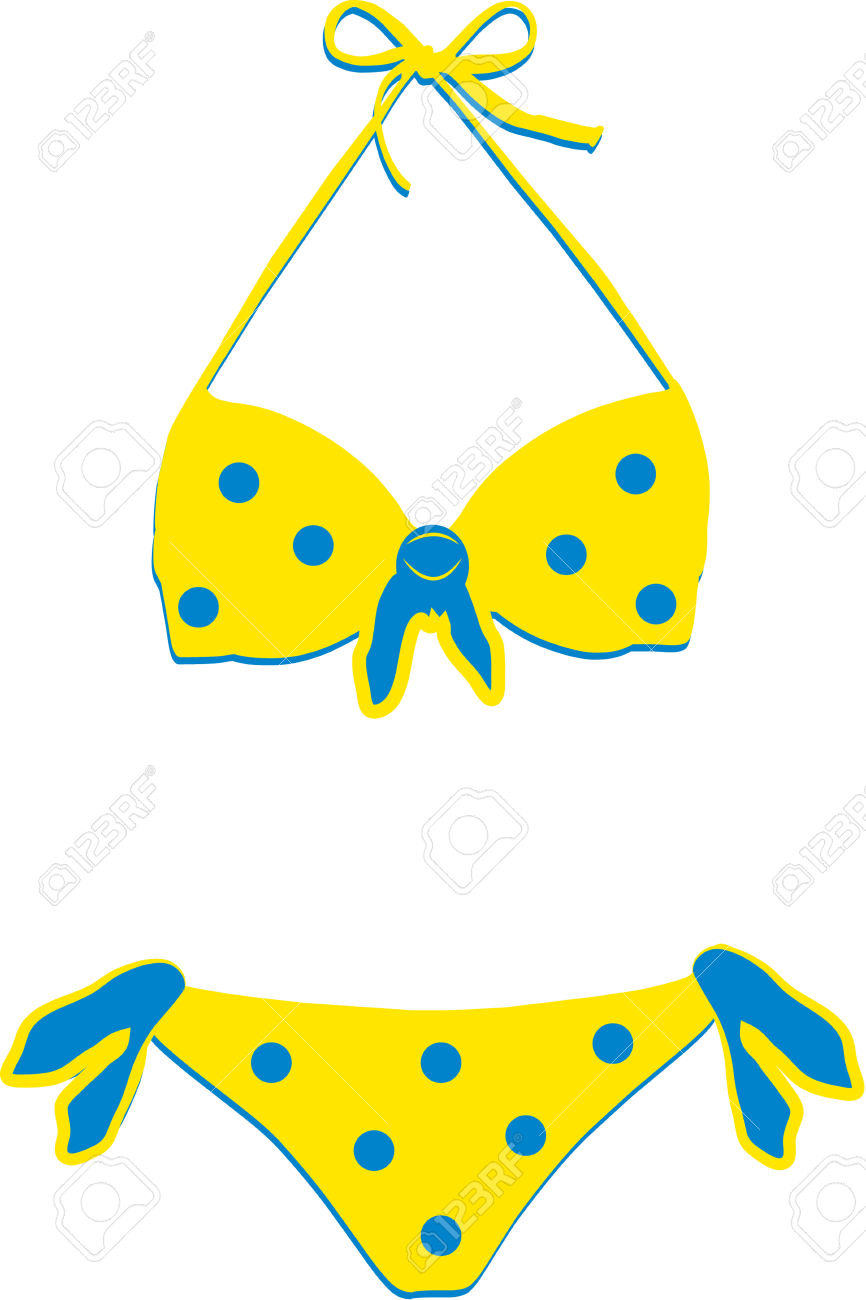  collection of polka. Bikini clipart yellow bikini