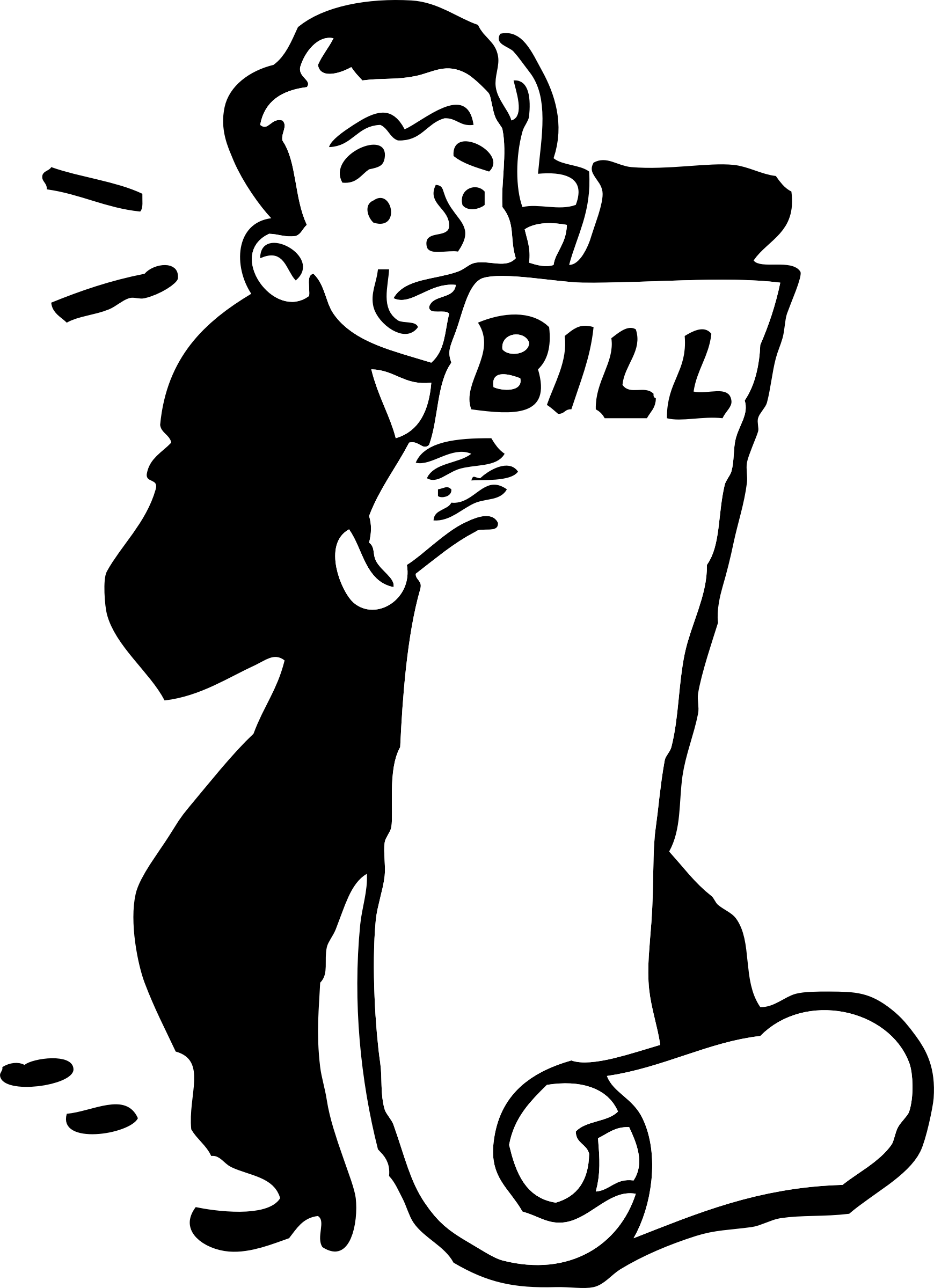 Worried about a bill. Writer clipart sentence