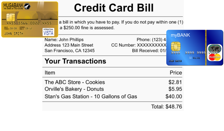 bill clipart credit card bill