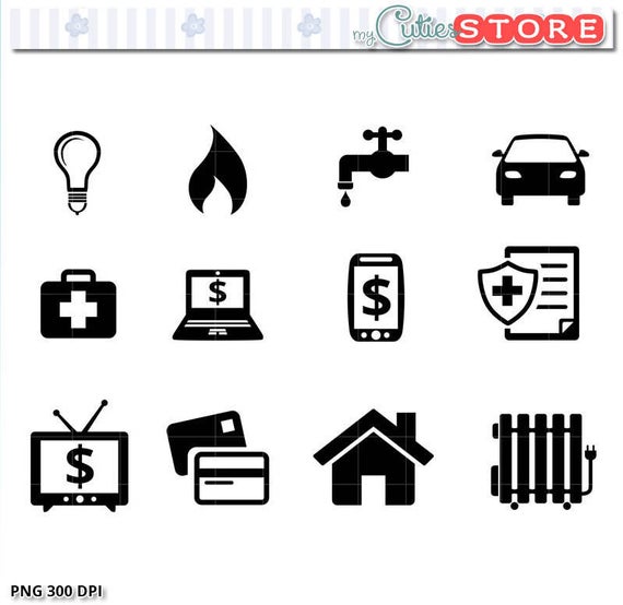 Bill clipart icon. Payments and due icons