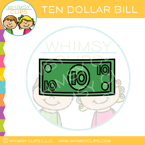 Plain ten dollar clip. Bill clipart phone bill