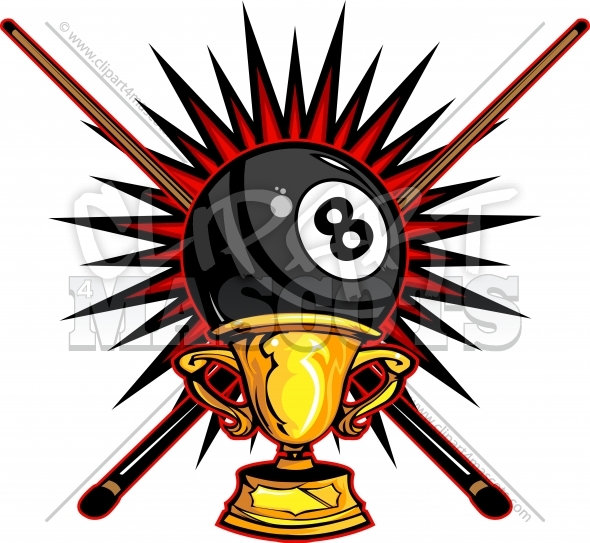 Billiards clipart champion. Logo trophy vector image