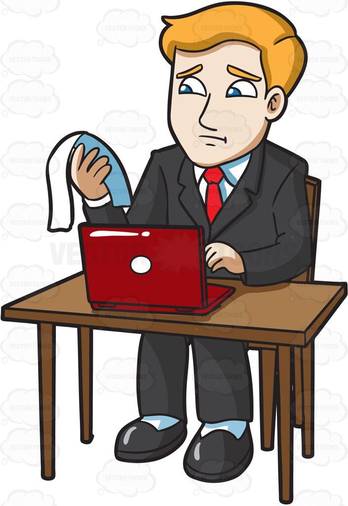 Bills clipart paid bill. A man double checking