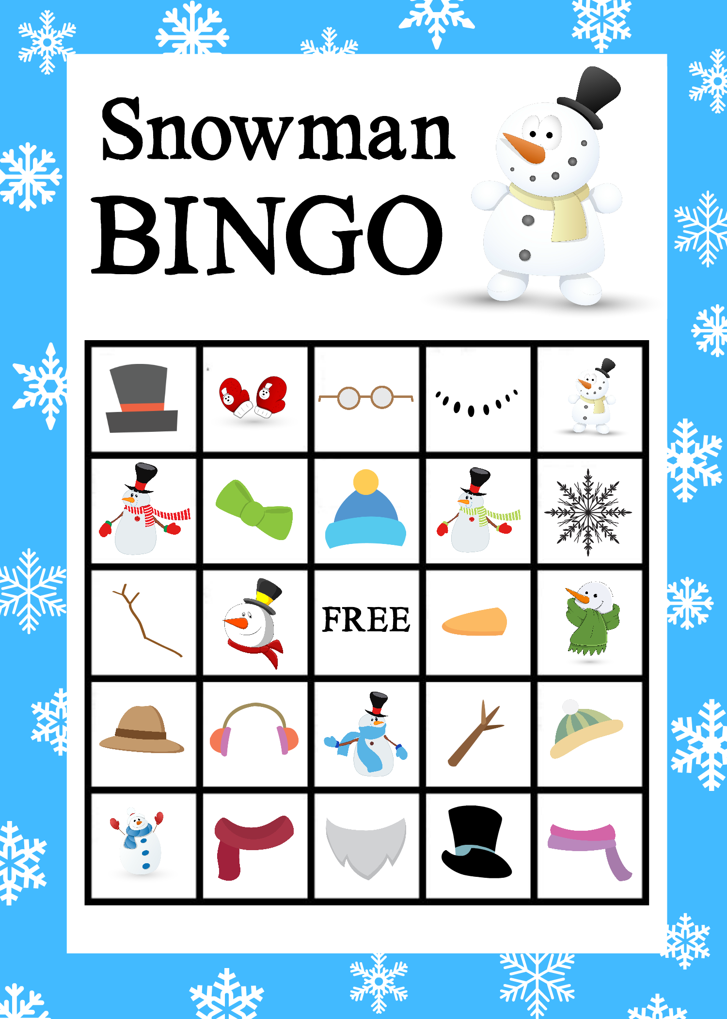 Bingo clipart keyword. Printable snowman game crazy