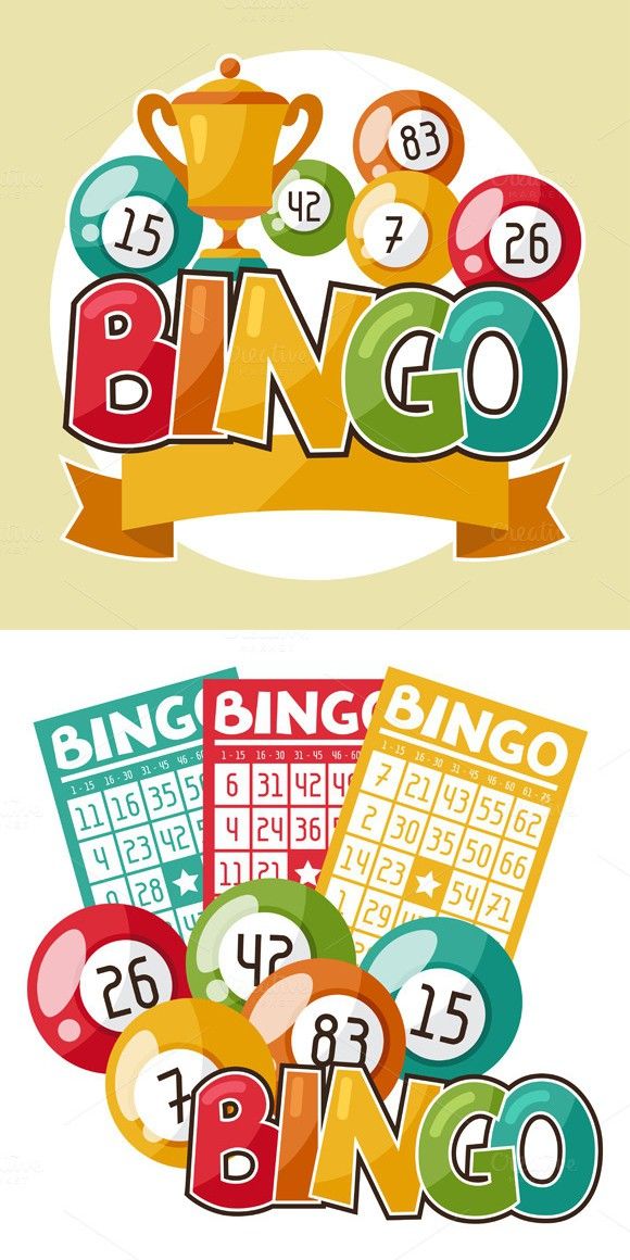 Bingo clipart raffle. Or lottery retro illustrations