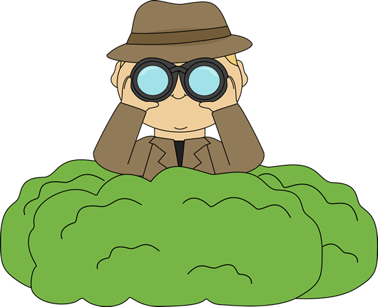 Binoculars clipart cute. Detective in bushes with