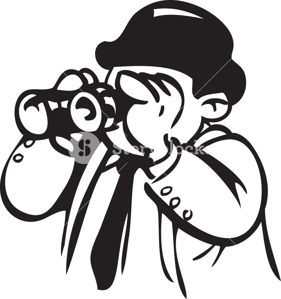 Binocular clipart man. Illustration of a watching