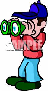 A looking through picture. Binoculars clipart man