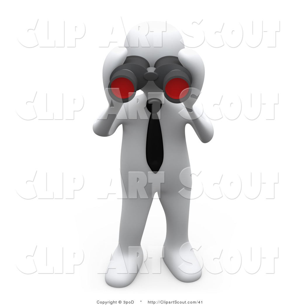 Binoculars clipart person. Of a d white