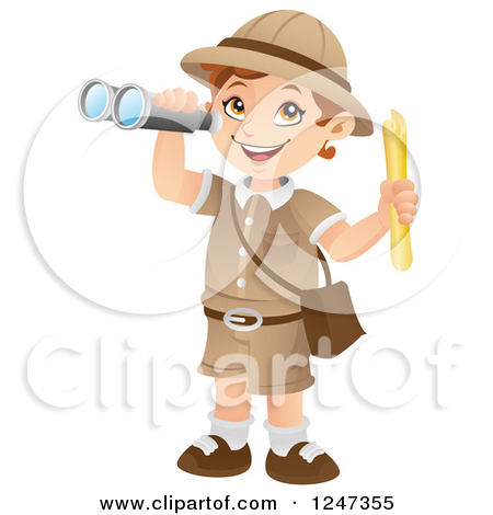 Binocular clipart safari. Cartoon boy and girl