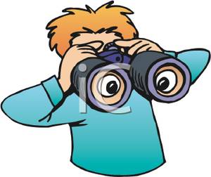 A boy spying through. Binoculars clipart spy binoculars