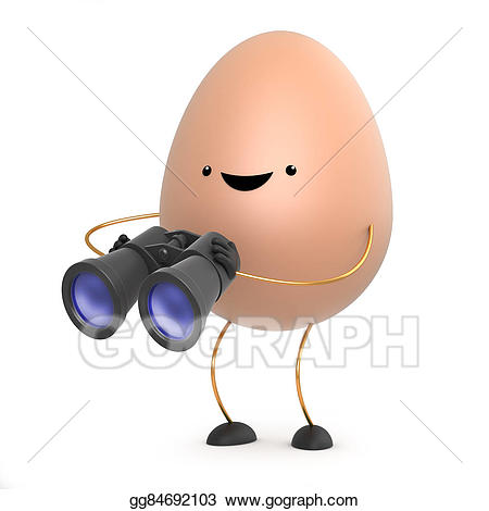 Drawing d toy egg. Binoculars clipart cute