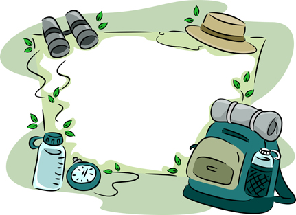 Background illustration featuring camping. Binoculars clipart gear