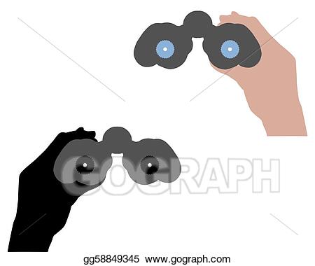Binoculars clipart hand. Stock illustration with gg