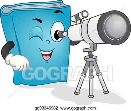 Binoculars clipart observation. Vector mascot book telescope