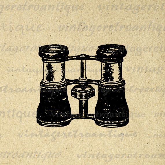 Antique image graphic illustration. Binoculars clipart printable