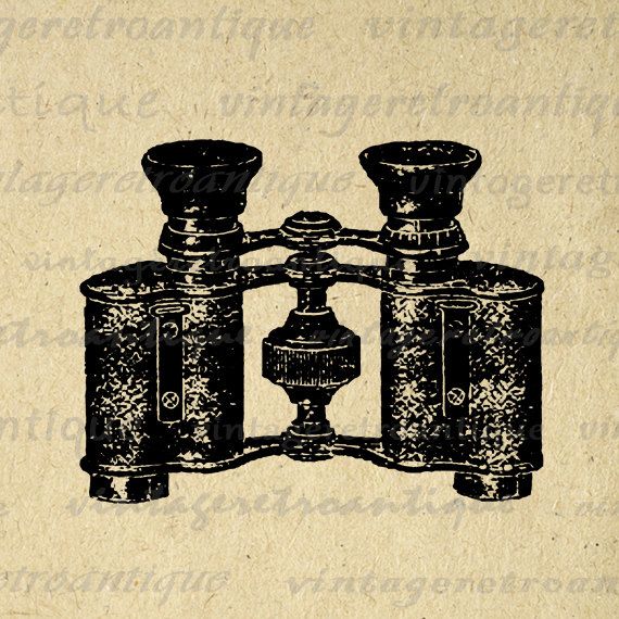 Binoculars clipart printable. Image vintage digital illustration