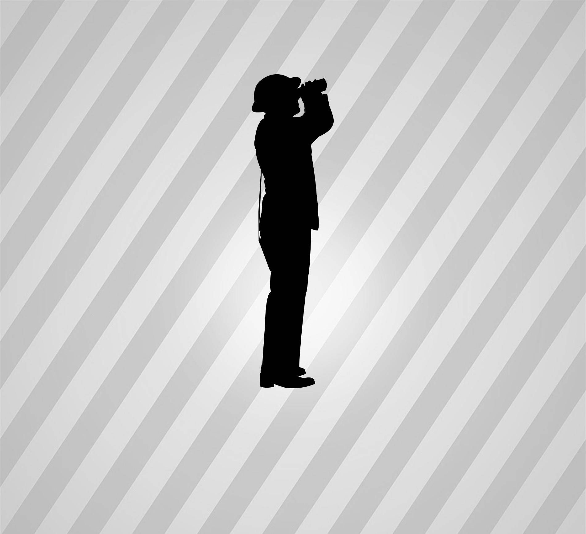 Man with svg dxf. Binoculars clipart silhouette