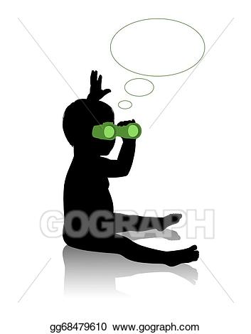 Binoculars clipart silhouette. Stock illustration little baby