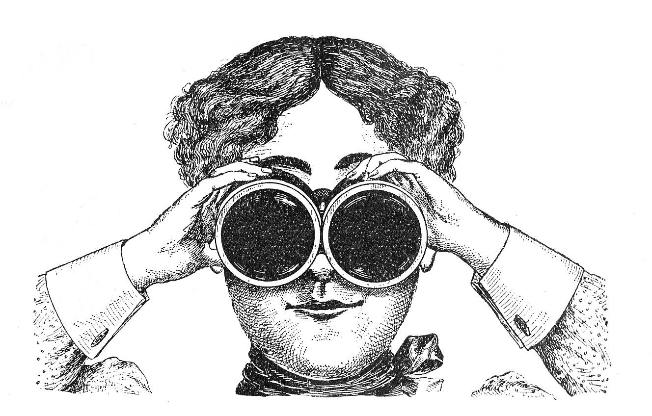 Binoculars clipart vintage. Fabulously quirky lady with