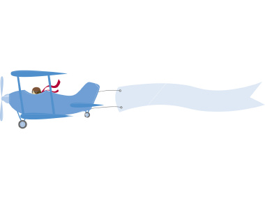 Airplane with banner free. Biplane clipart template
