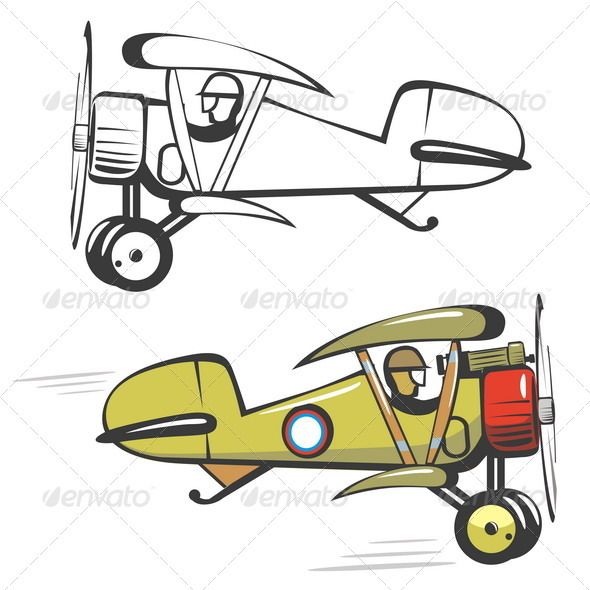 Cartoon vector graphics and. Biplane clipart template