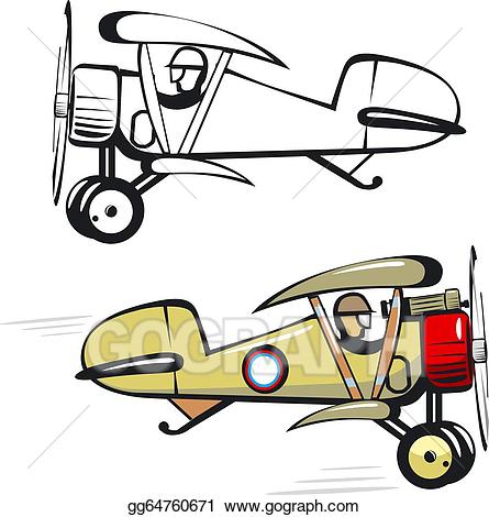 Clip art cartoon stock. Biplane clipart vector